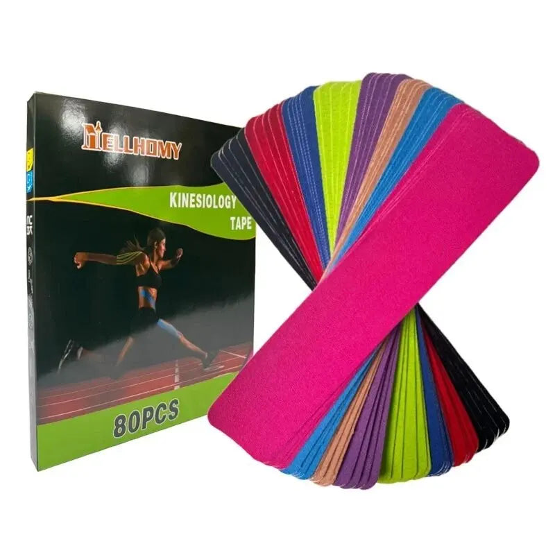 80pcs Sports Tape Cotton Elastic Precut kinesiology Tape for Support Athletic Tape for Muscle Strain Relief Adhesive Sport Strap