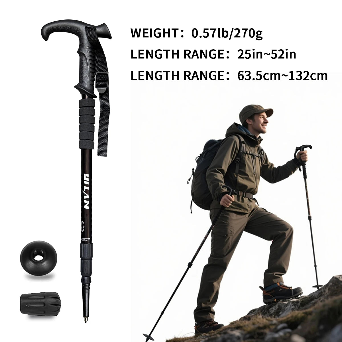 Ultralight hiking poles with shock absorption