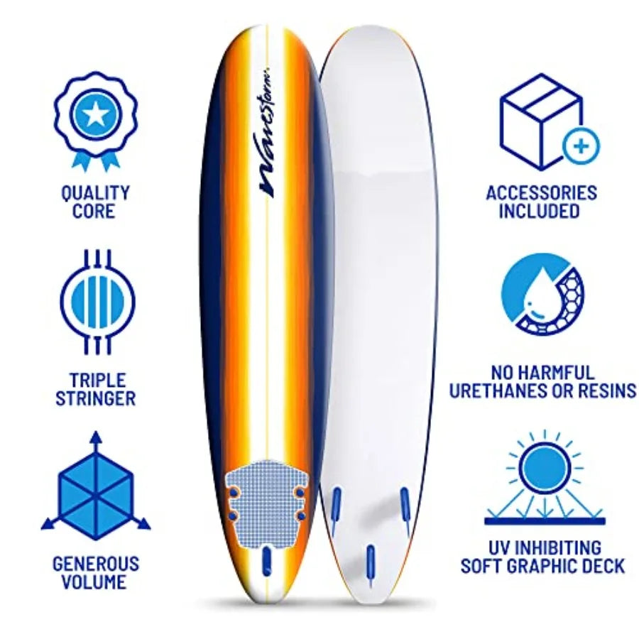 Classic Soft Top Foam 8ft Surfboard beginners