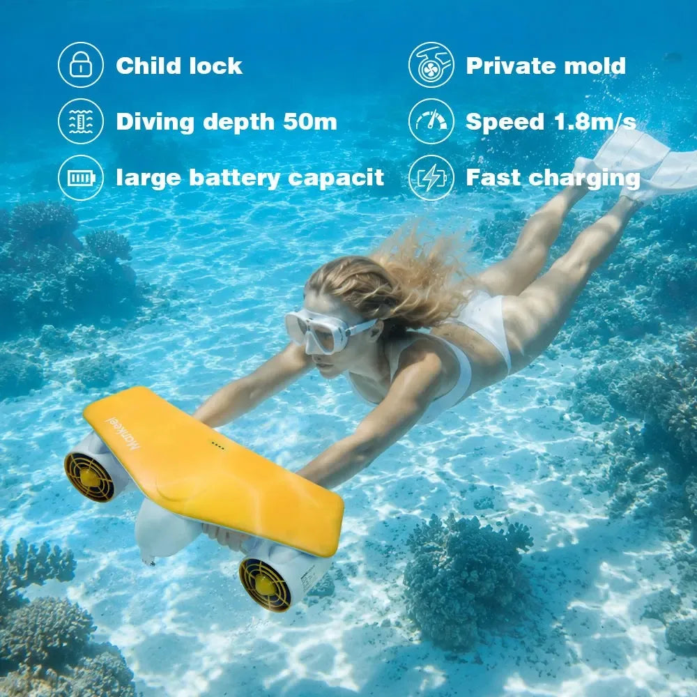 Electric Underwater Sea Scooter 50m Waterproof 2 Speed 28lbs