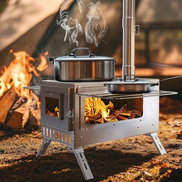 Portable Wood Stove Chimney Pipes Outdoor Heating Cooking