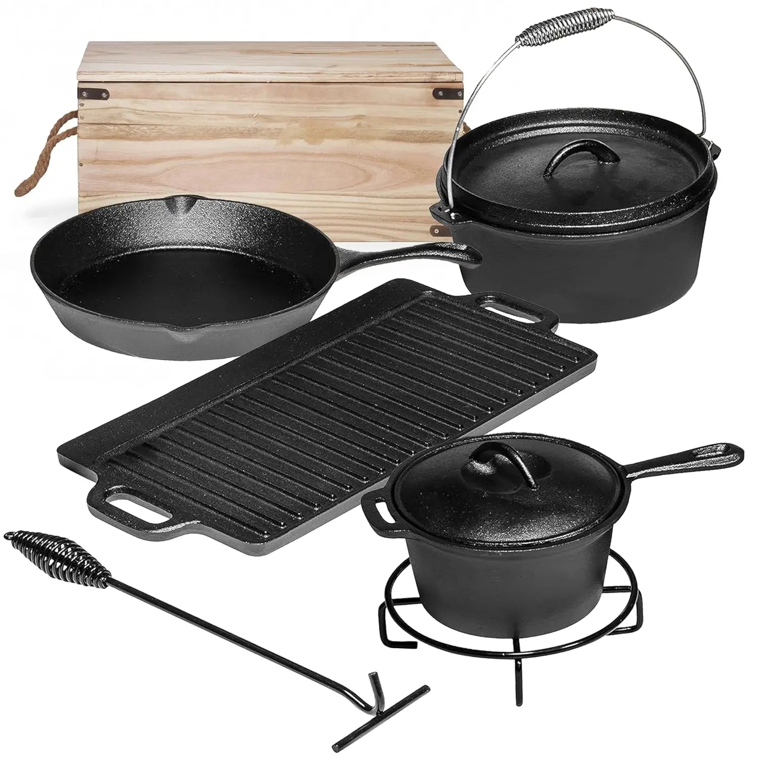 7. Pre Seasoned Cast Iron Pots And Pans