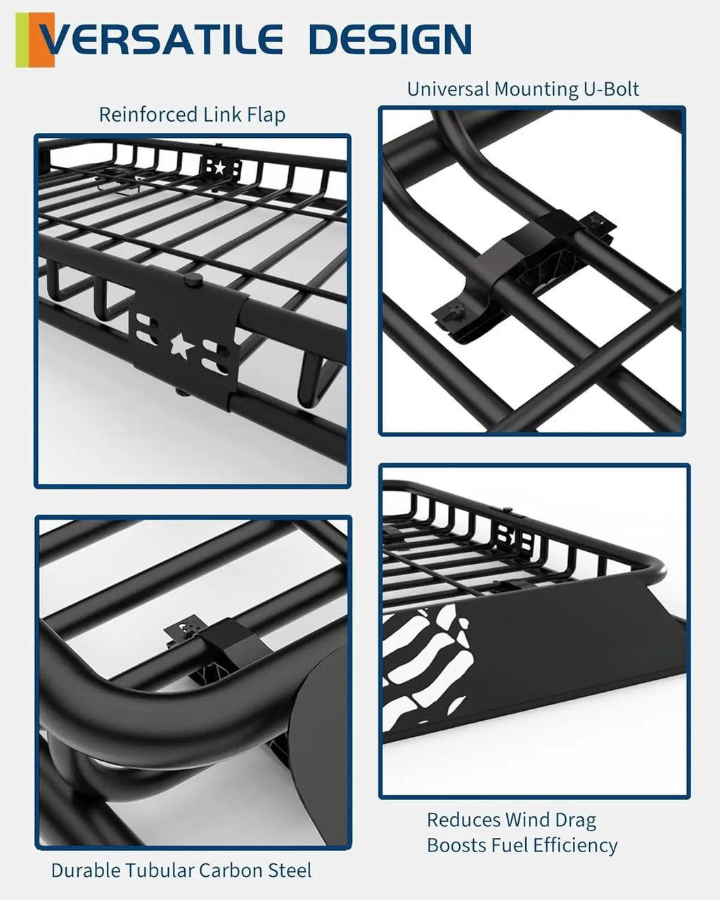 64 X 39 Inch Universal Roof Rack Basket, 200 Lbs