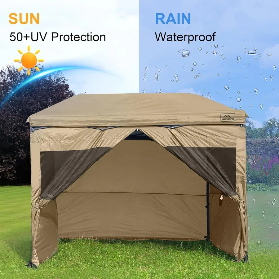 5pcs Sidewalls for 10X10 Commercial Instant Canopy Tent Converts Canopy into Tent for Camping with Removable SUV Tailgate - Kha