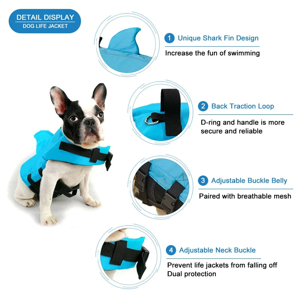 Shark Fin Dog Life Jacket Enhanced Buoyancy