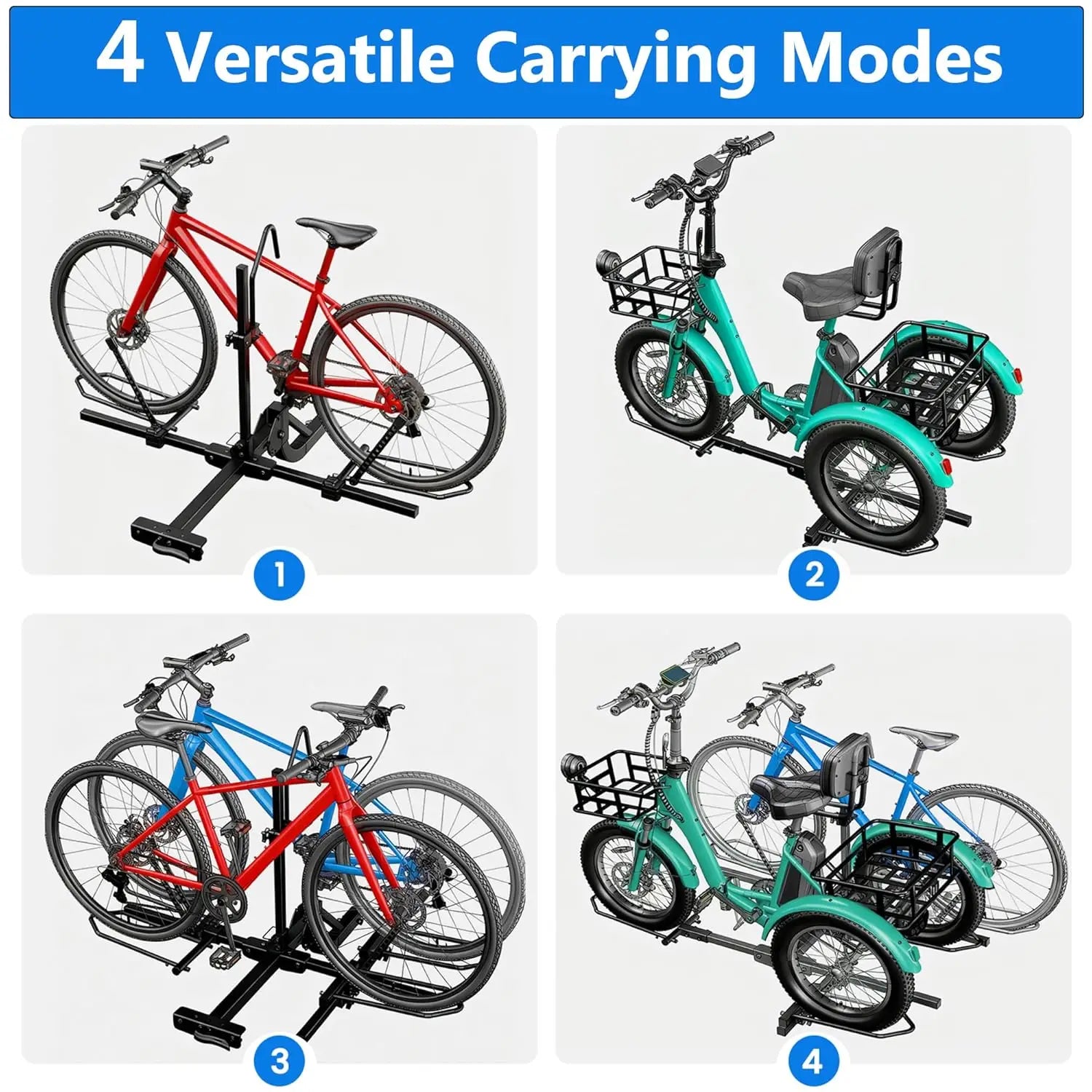 Heavy-Duty Foldable Bike Carrier for 3-Wheel Bicycles