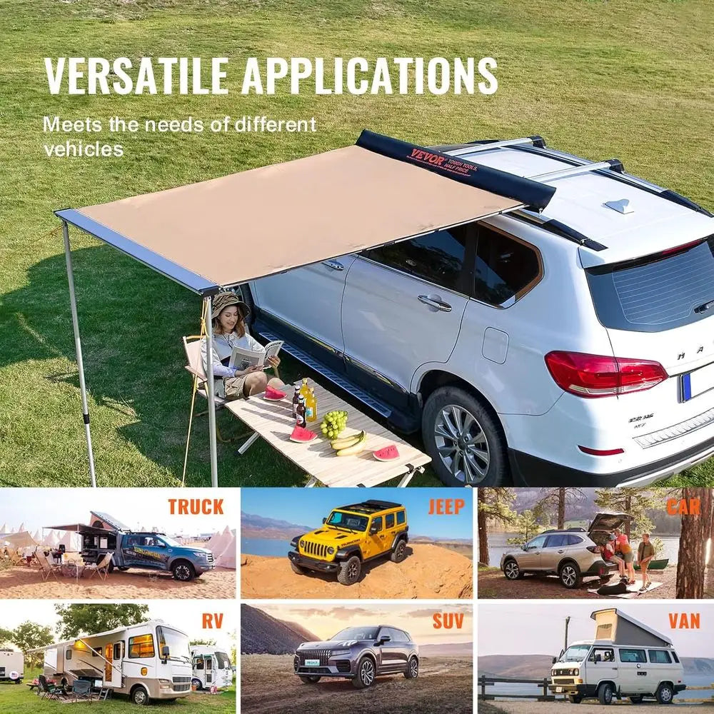 6.6'x8.2' Retractable Outdoor Camping Awning,