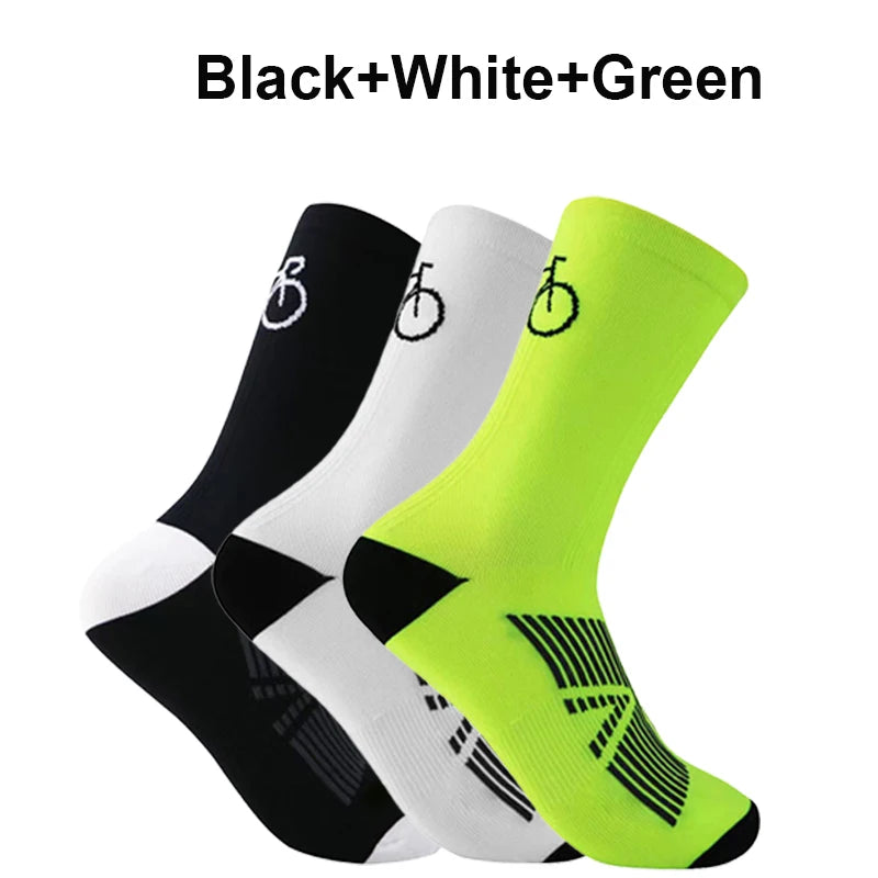 3 Pairs Cycling Socks Men Breathable Mesh