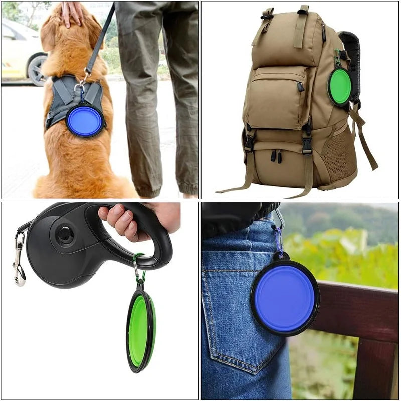 Folding Portable Silicone Dog Feeder Bowl