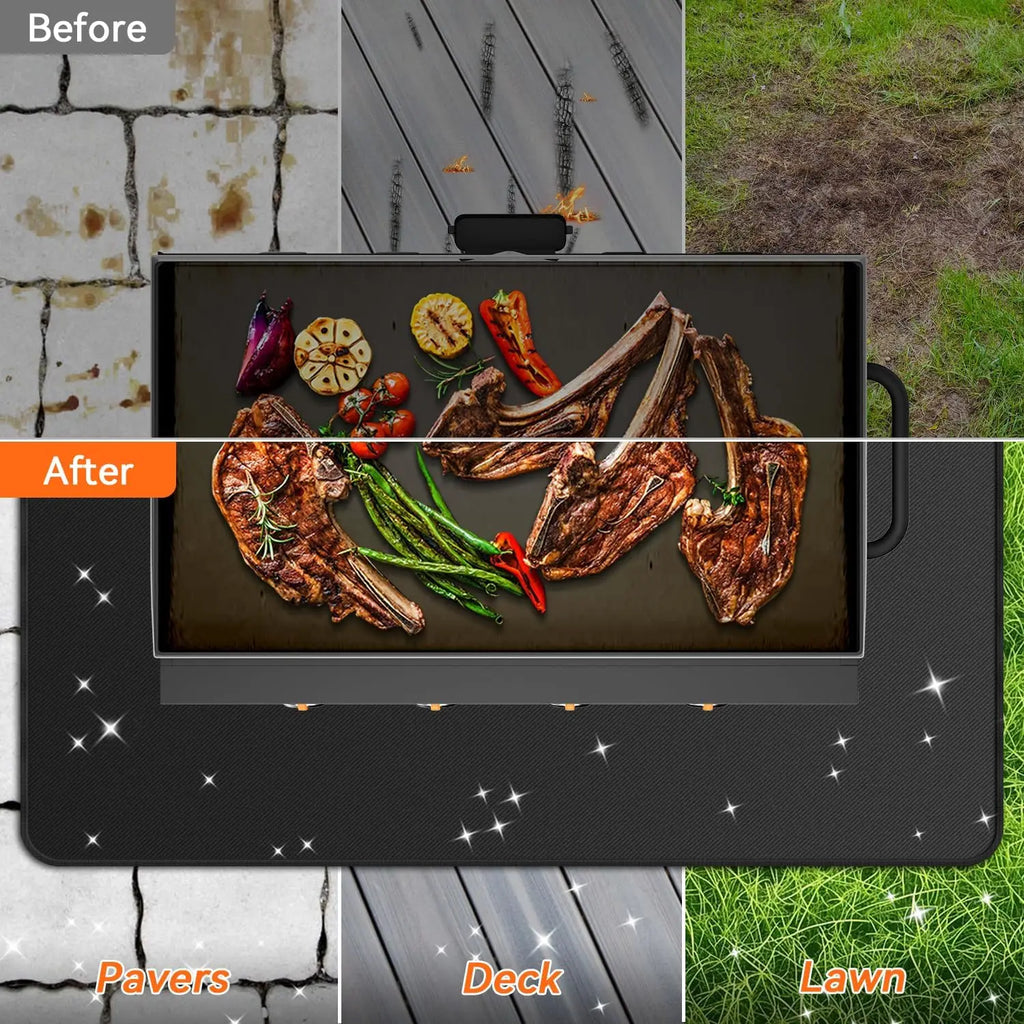 100x39" Extra-Large Under Grill Mat, Double-Sided Fireproof, Oil-Proof & Waterproof for BBQ Fire Pit