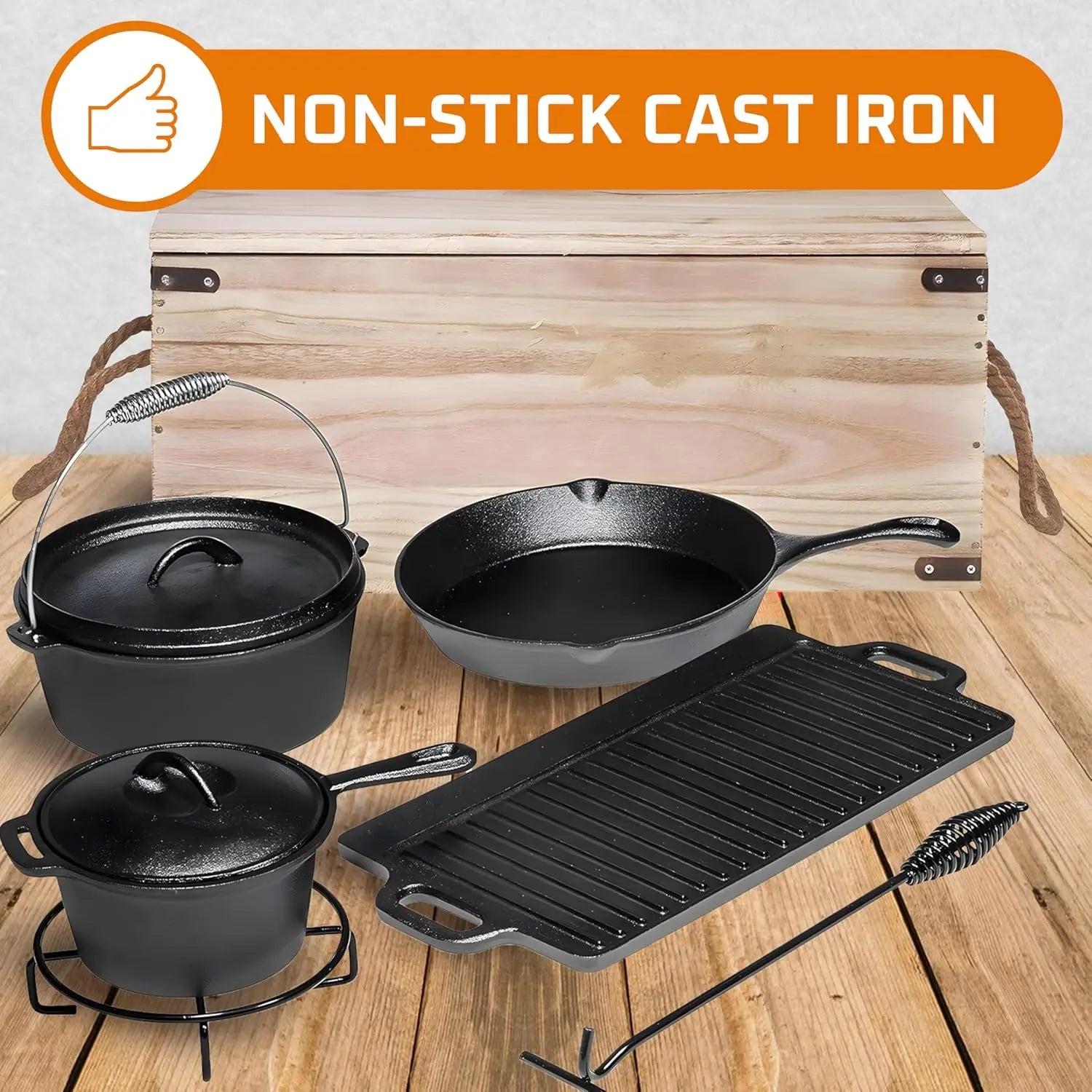 7. Pre Seasoned Cast Iron Pots And Pans