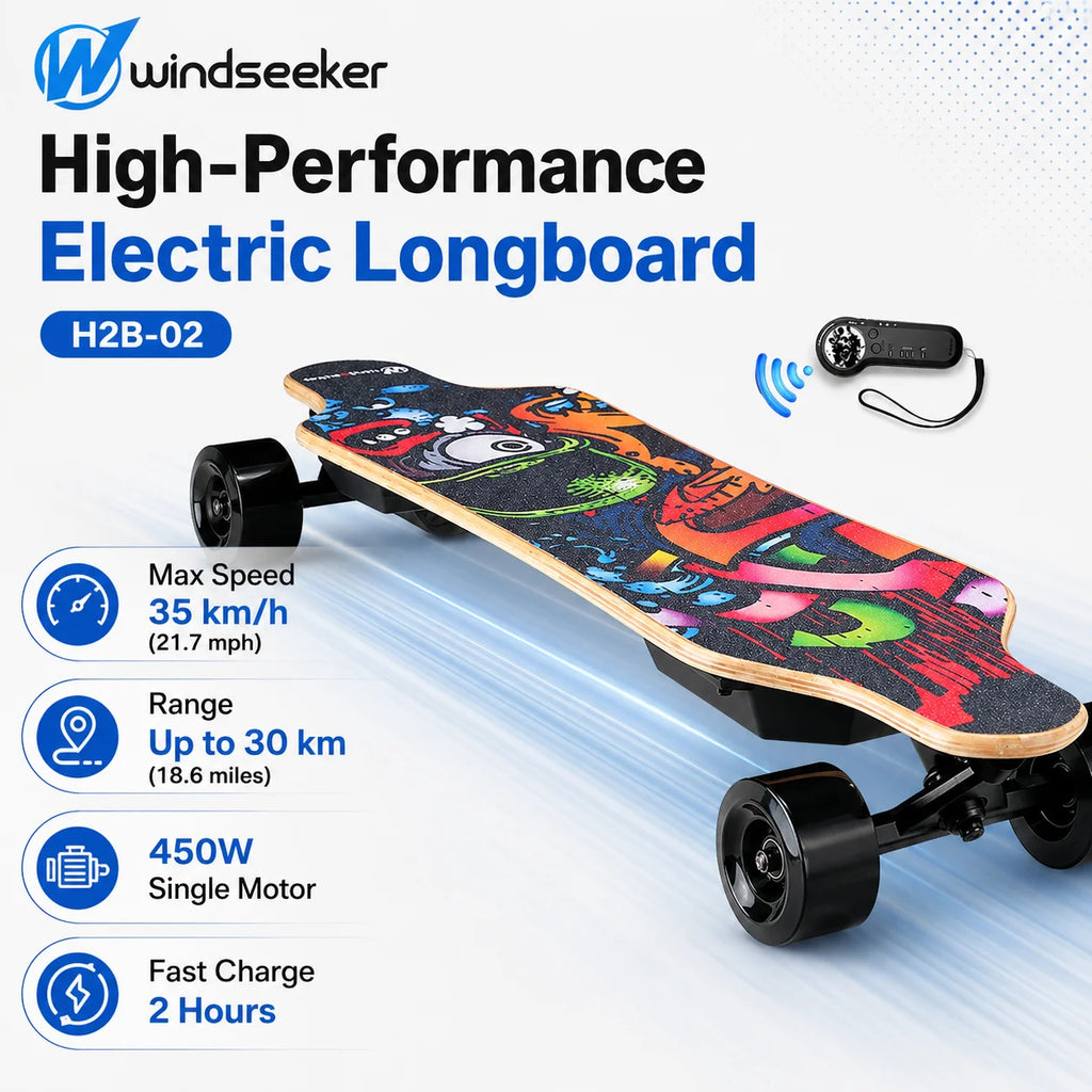Electric Longboard Skateboard, 450W Motor