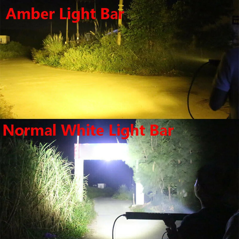 2PCS LED Yellow Light Bar 12 Inch