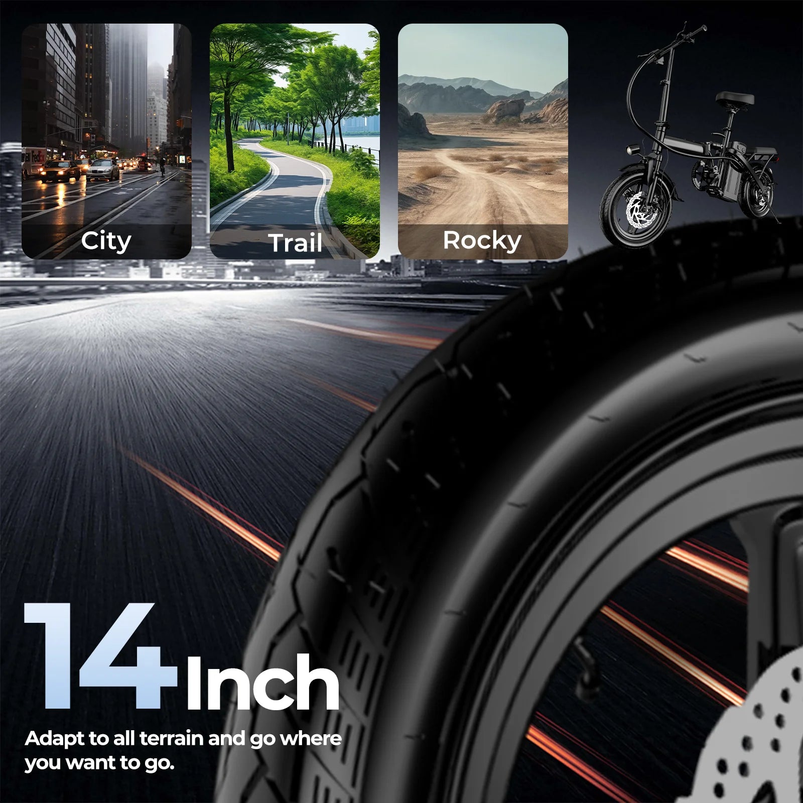 14inch folding Electric Bike Multi -Shock Absorption E-Bike