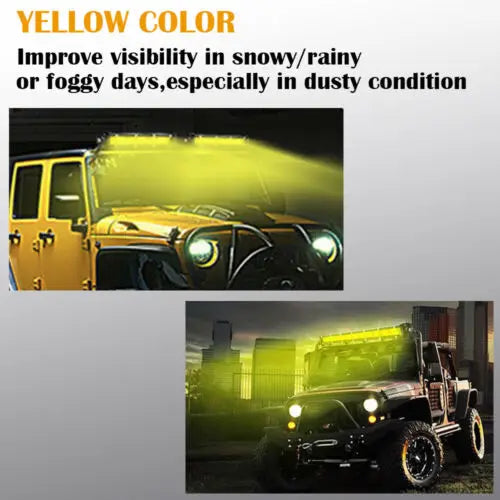 2PCS LED Yellow Light Bar 12 Inch