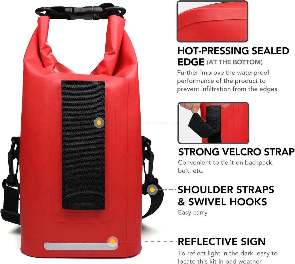 250-Piece Waterproof First Aid Kit Dry Bag for Boating,