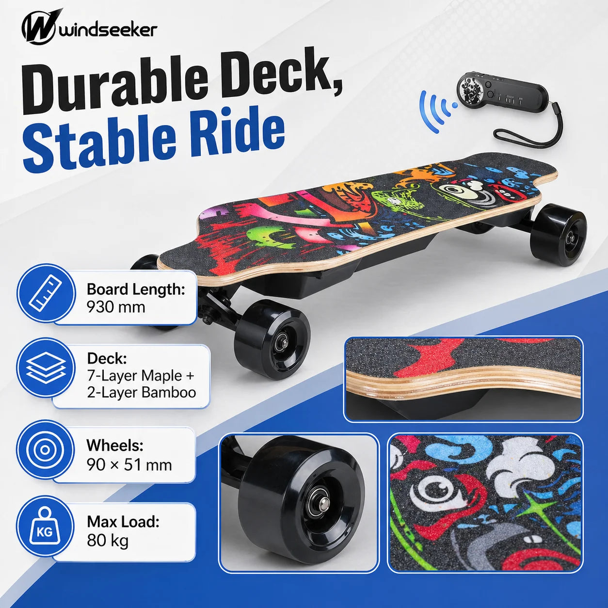 Electric Longboard Skateboard, 450W Motor