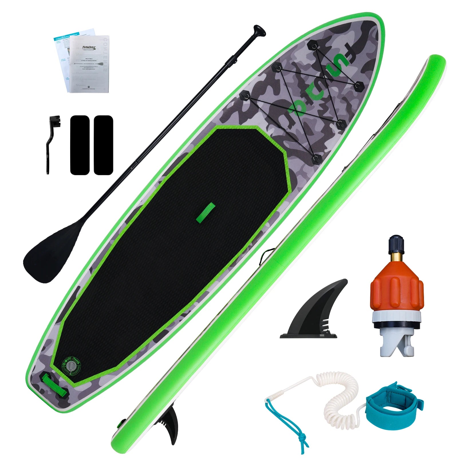 FUNWATER Inflatable Paddle Board Ultra-Light Stand-Up Paddle Board Surfboard for All Skill Levels With SUP Accessories 320-350cm