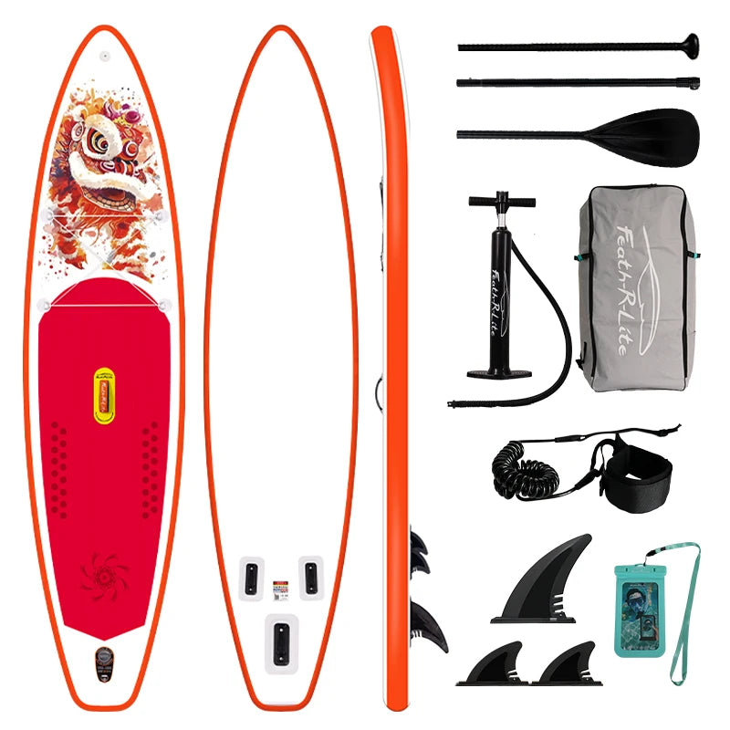 FUNWATER Inflatable Paddle Board Ultra-Light Stand-Up Paddle Board Surfboard for All Skill Levels With SUP Accessories 320-350cm