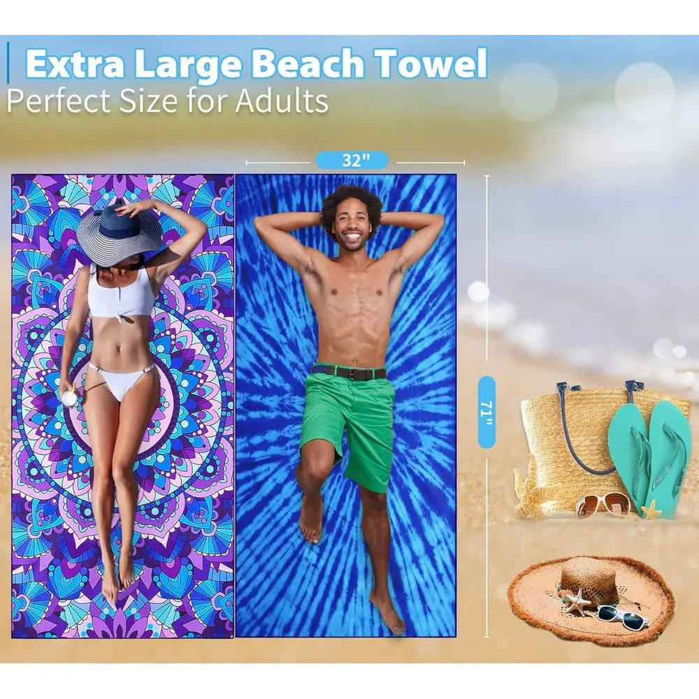 71x32 Quick Dry, Large Microfiber Sand-Free Towels