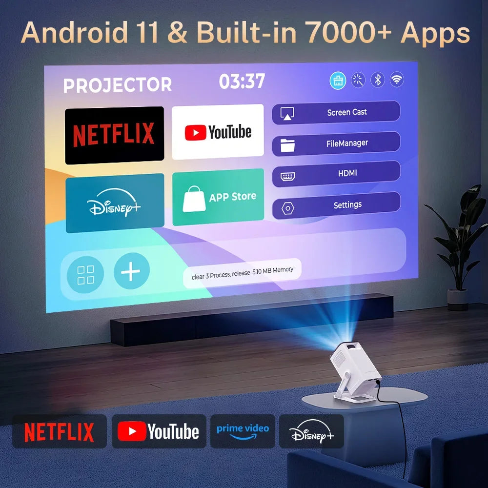 Mini Projector 1080P/4K Supported, WiFi 6