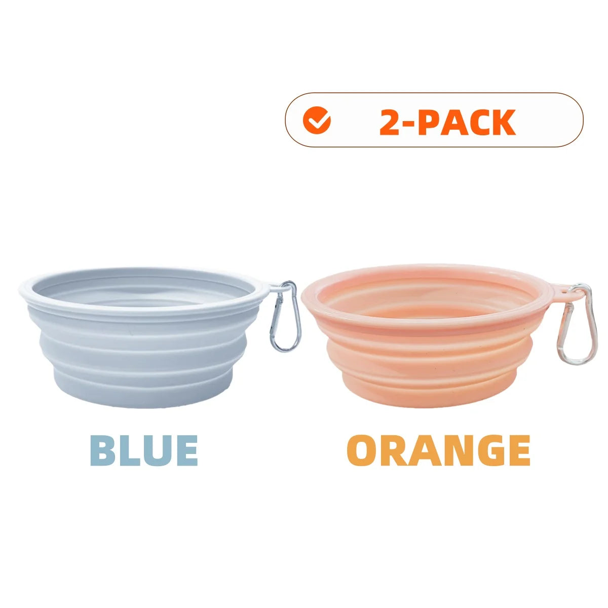 2pcs Collapsible Pet Silicone Dog Food Water Bowl Outdoor