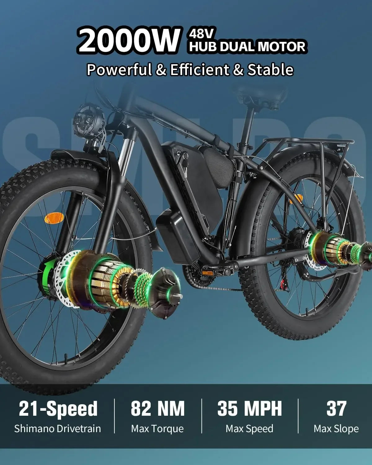 Electric Bicycle new B1 2000W Dual Motor 48v 22.4ah battery adult 26 inch tire All terrain Hydraulic brake multi-function E-bike