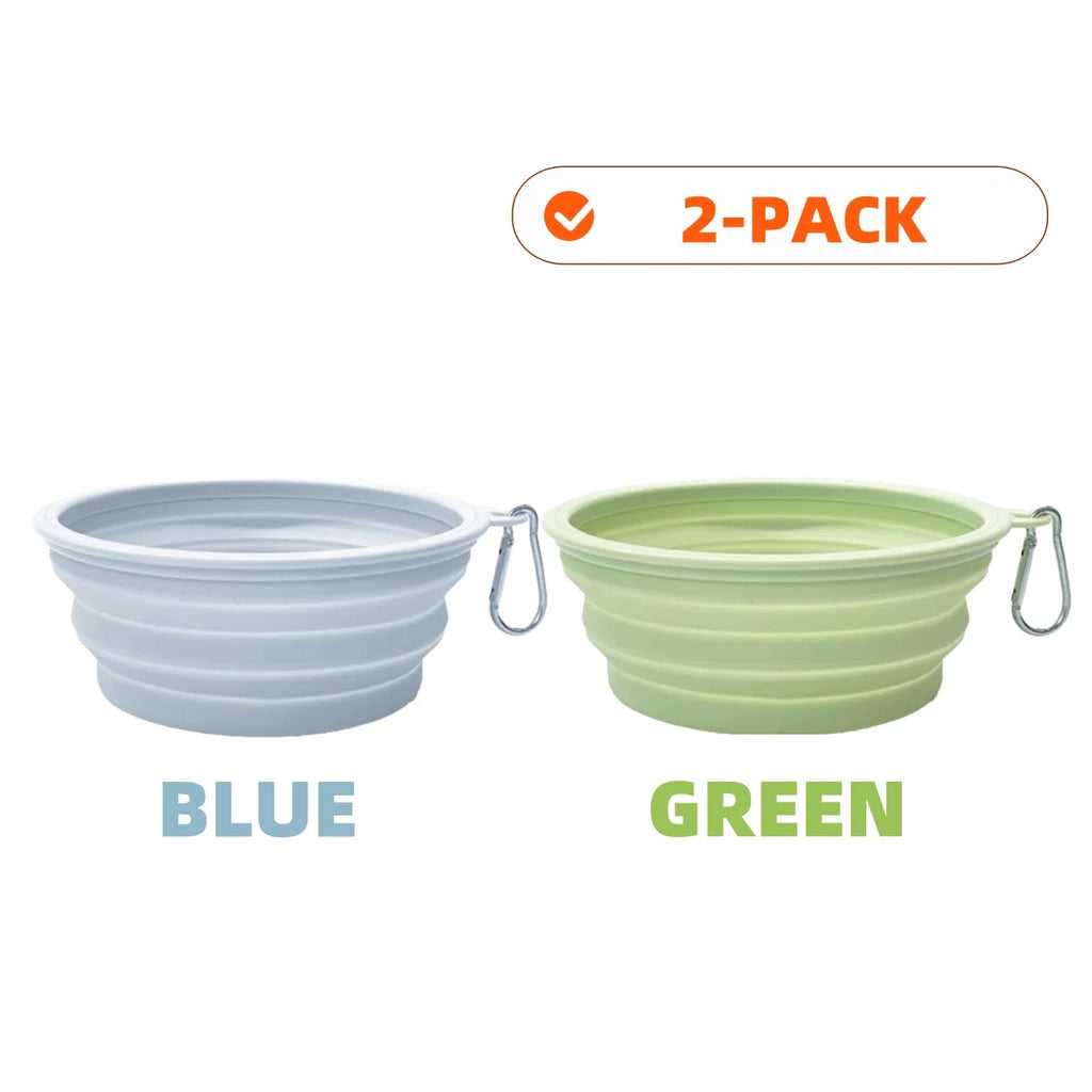 2pcs Collapsible Pet Silicone Dog Food Water Bowl Outdoor