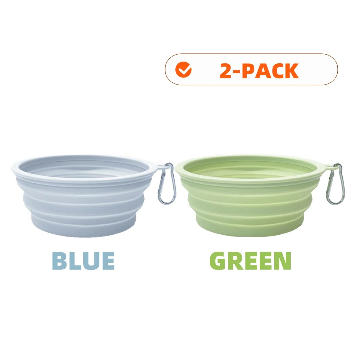 2pcs Collapsible Pet Silicone Dog Food Water Bowl Outdoor