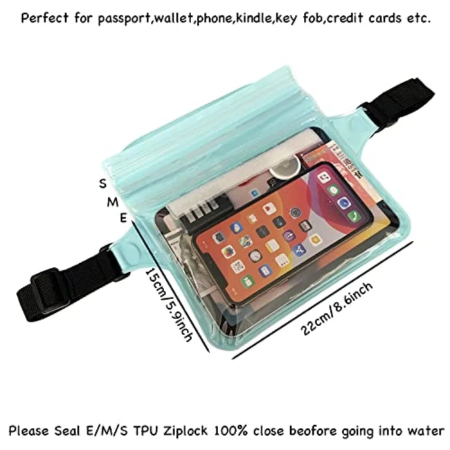 Waterproof Waist Pouch Dry Belt Bag Fanny Pack Keep Your Key Fob Wallet Kindle Phone Dry Perfect For Swim Surf Snorkel