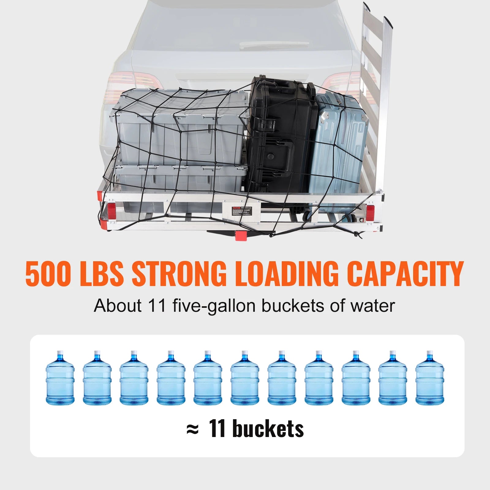 Capacity Trailer Hitch Mount Aluminum Cargo Basket