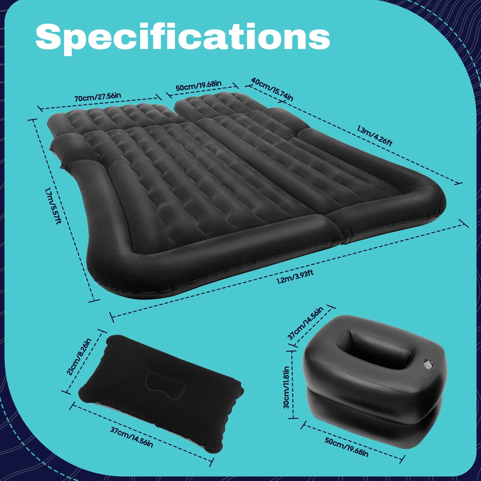 Portable Inflatable Mattress Set Car Back Seat