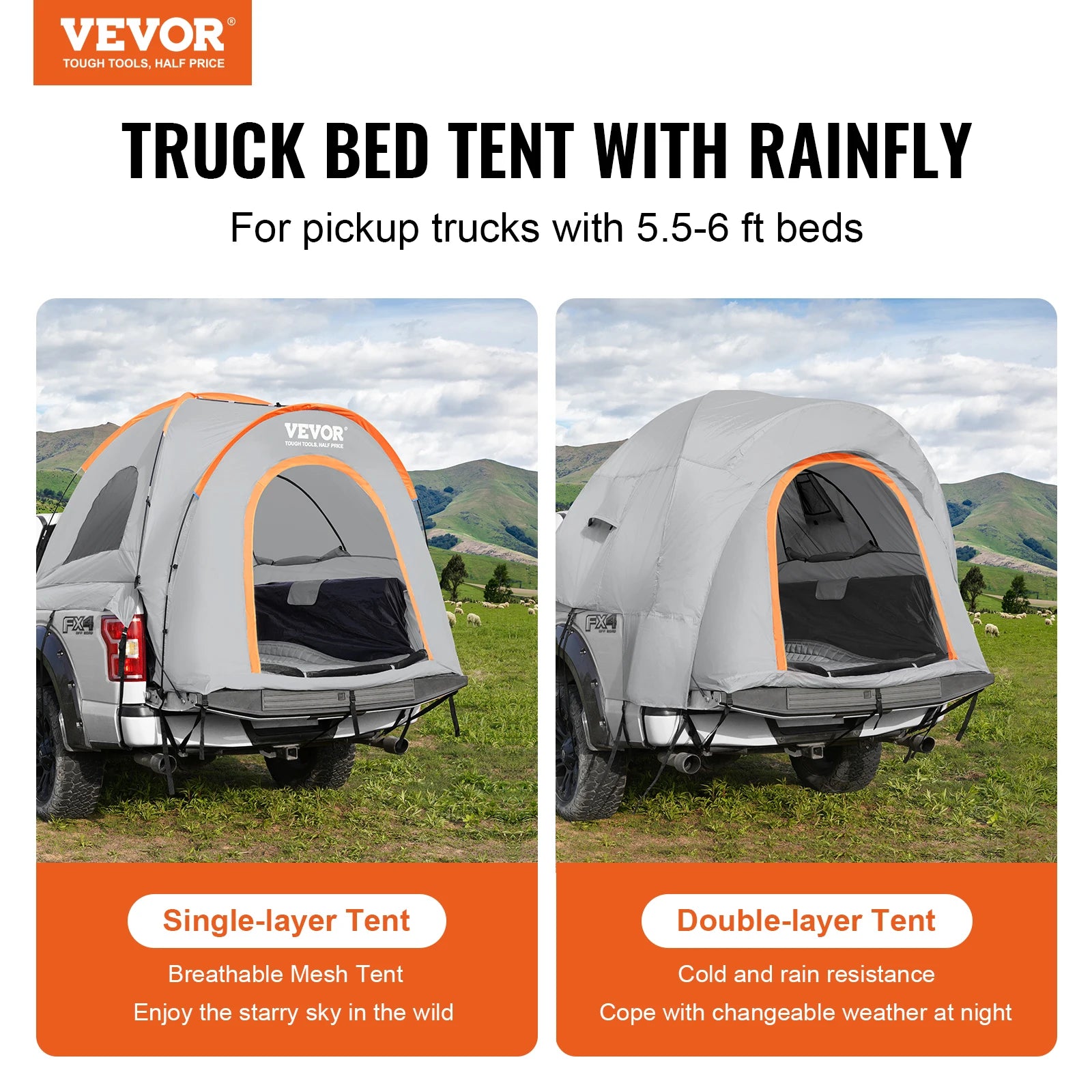 Truck Bed Tent 5.5'-6' with Rain Layer