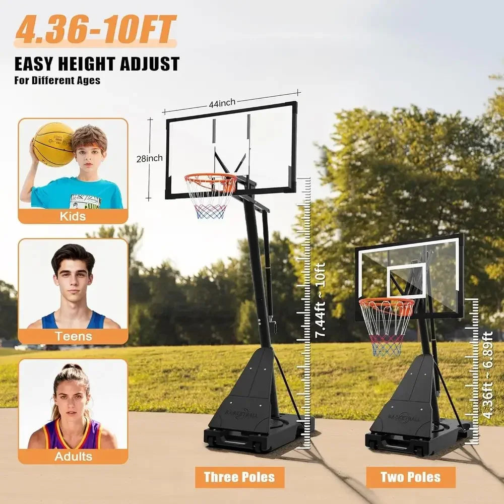 44-52 Inch Tempered Glass Backboard Basketball Hoop