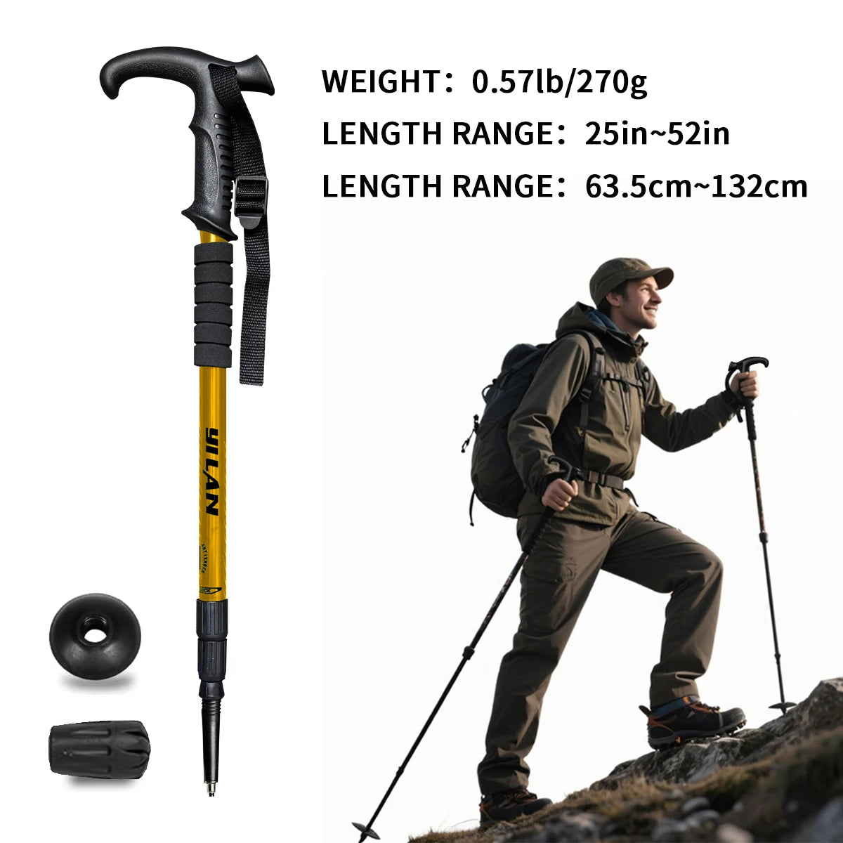 Ultralight hiking poles with shock absorption