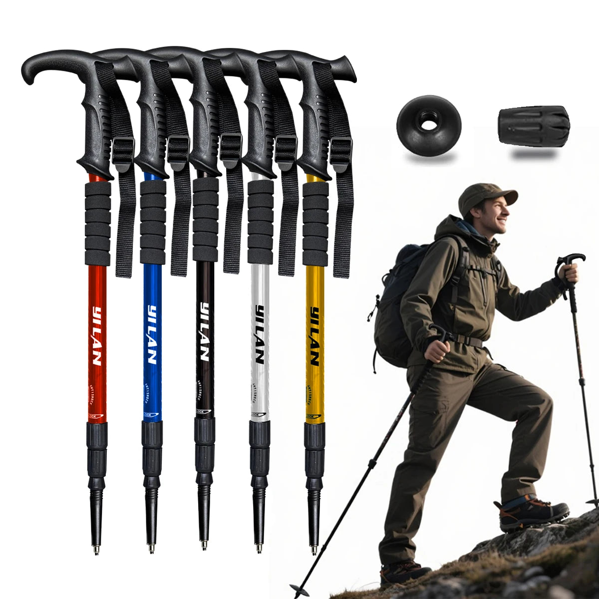 Ultralight hiking poles with shock absorption
