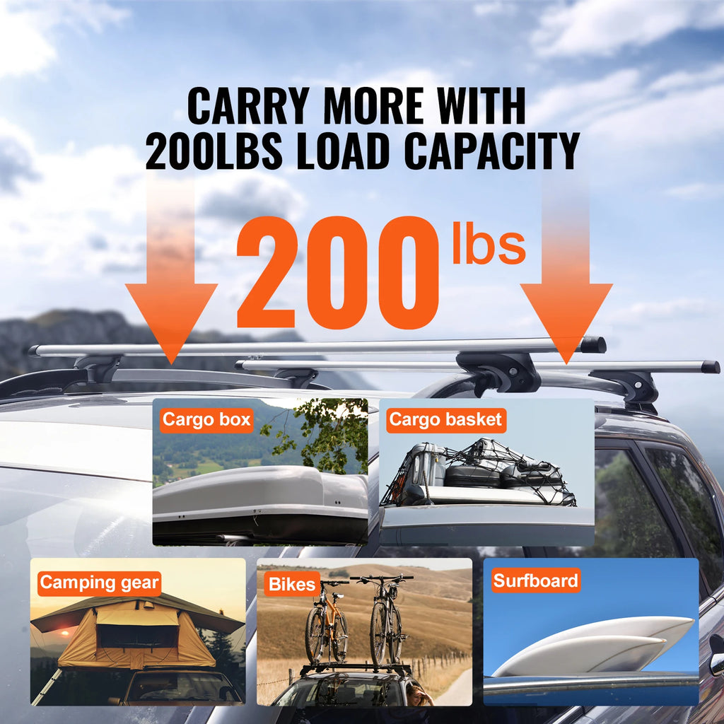 Roof Rail Crossbar Baggage Luggage Carrier 200LBS