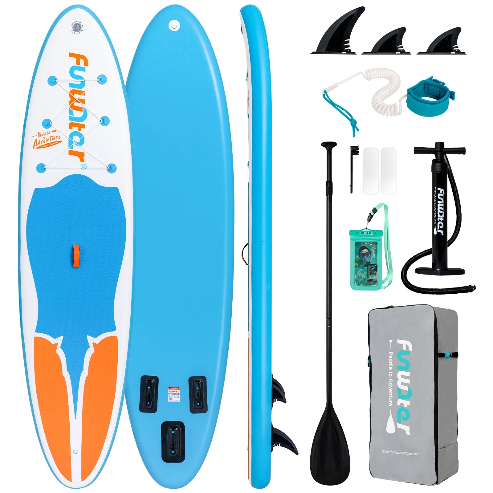 FUNWATER Inflatable Paddle Board Ultra-Light Stand-Up Paddle Board Surfboard for All Skill Levels With SUP Accessories 320-350cm