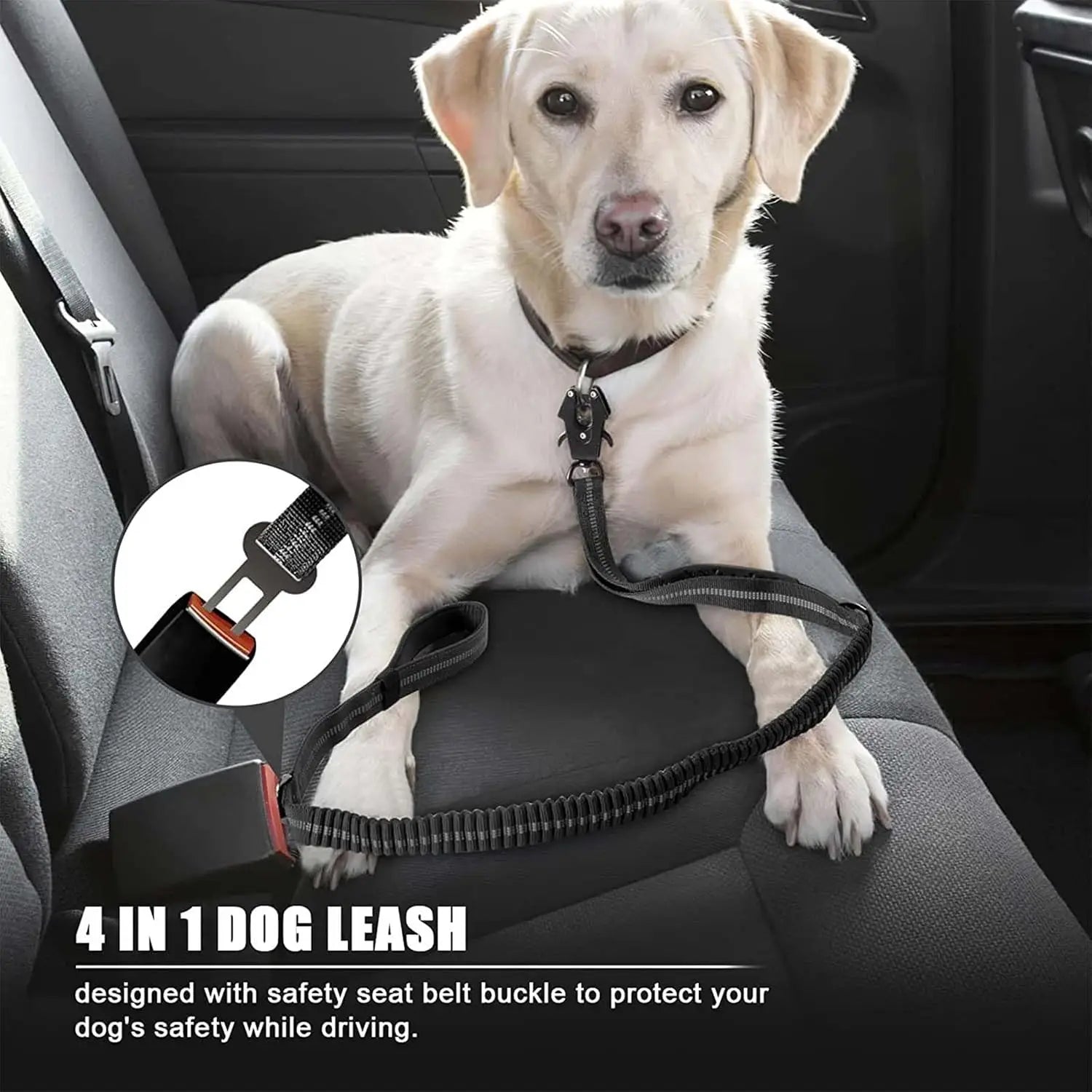 Reflective Shock Absorbing Pet Leashes Car Seatbelt
