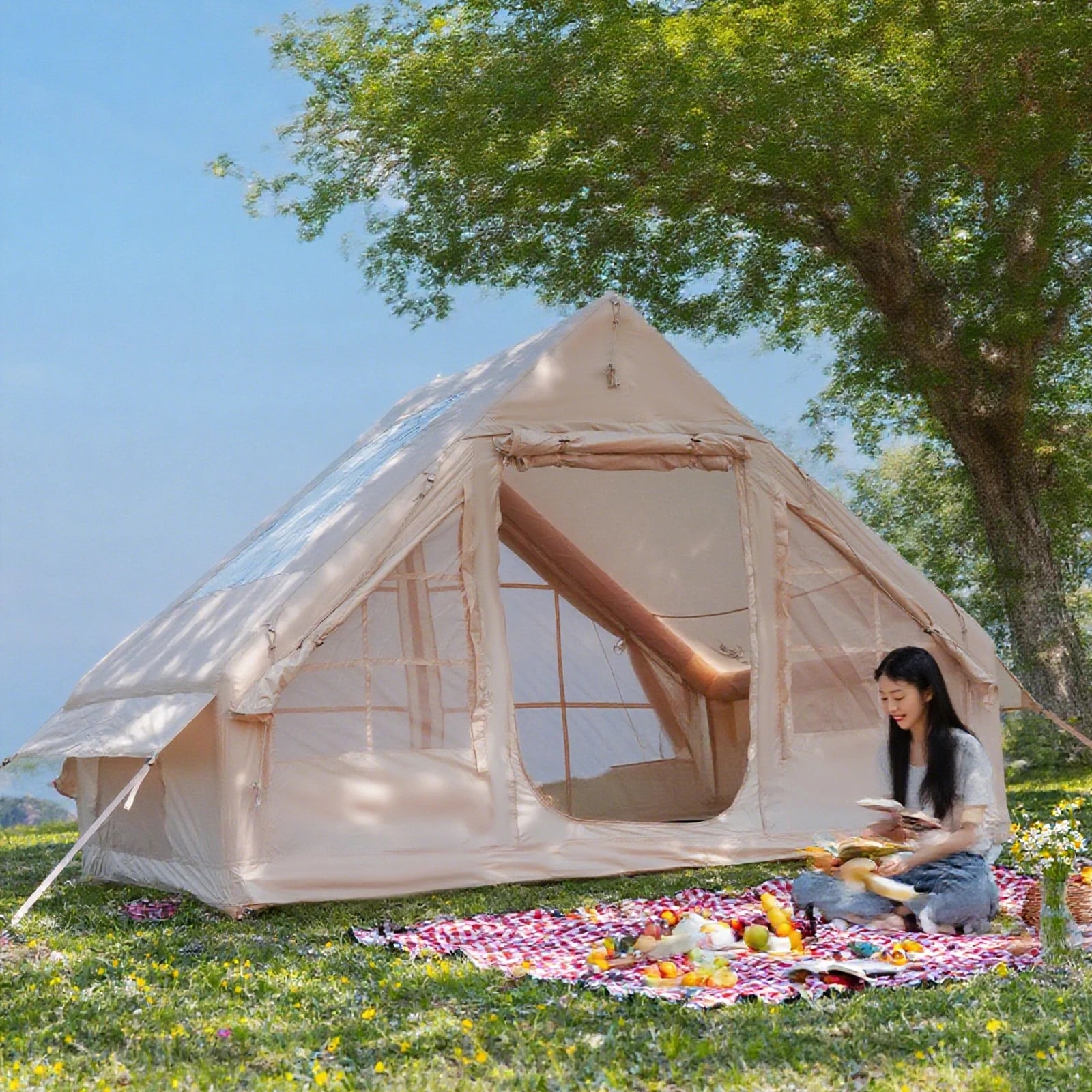 Luxury Camping Inflatable Tents With Stove Plug