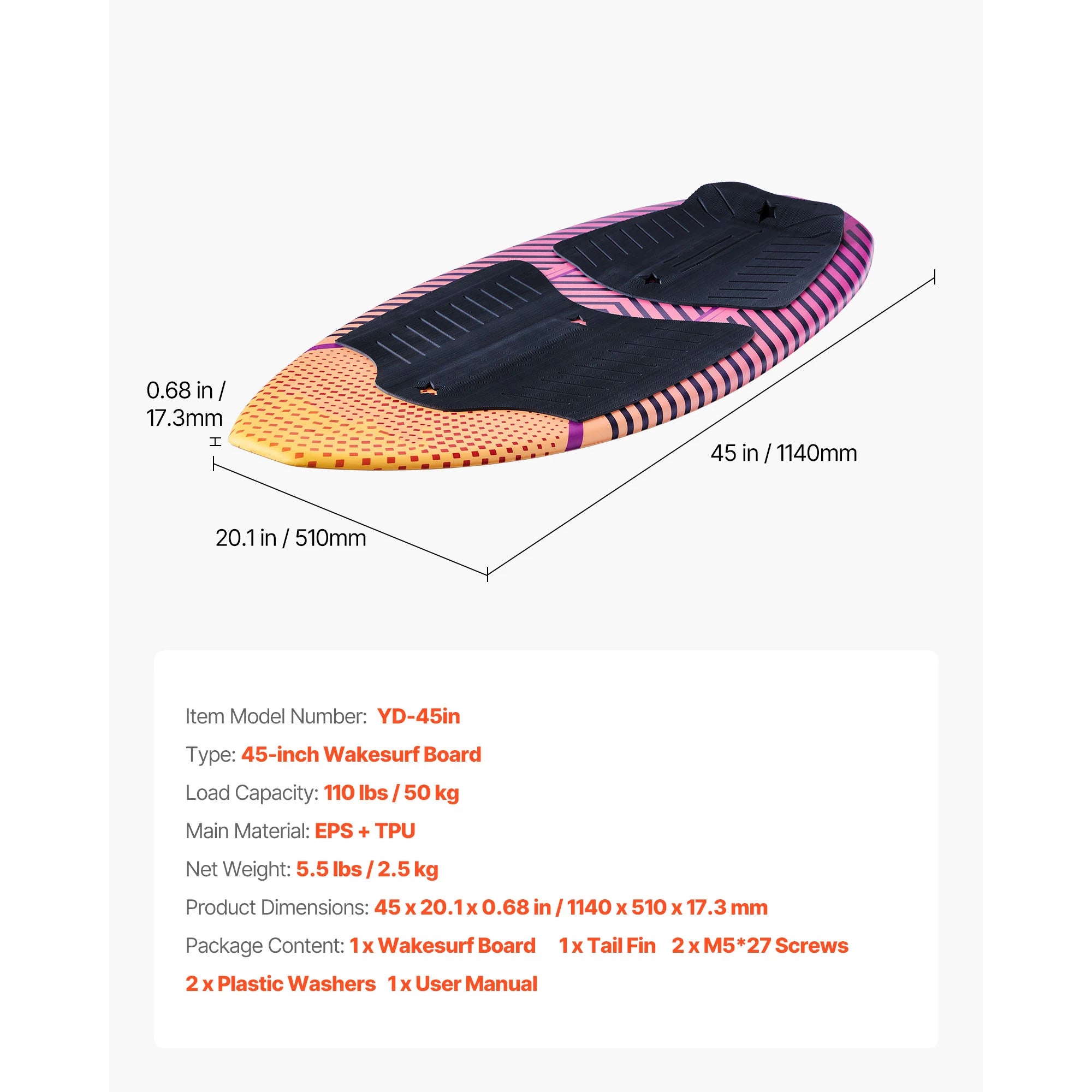 45/63In Wake Surfing Board for Youth