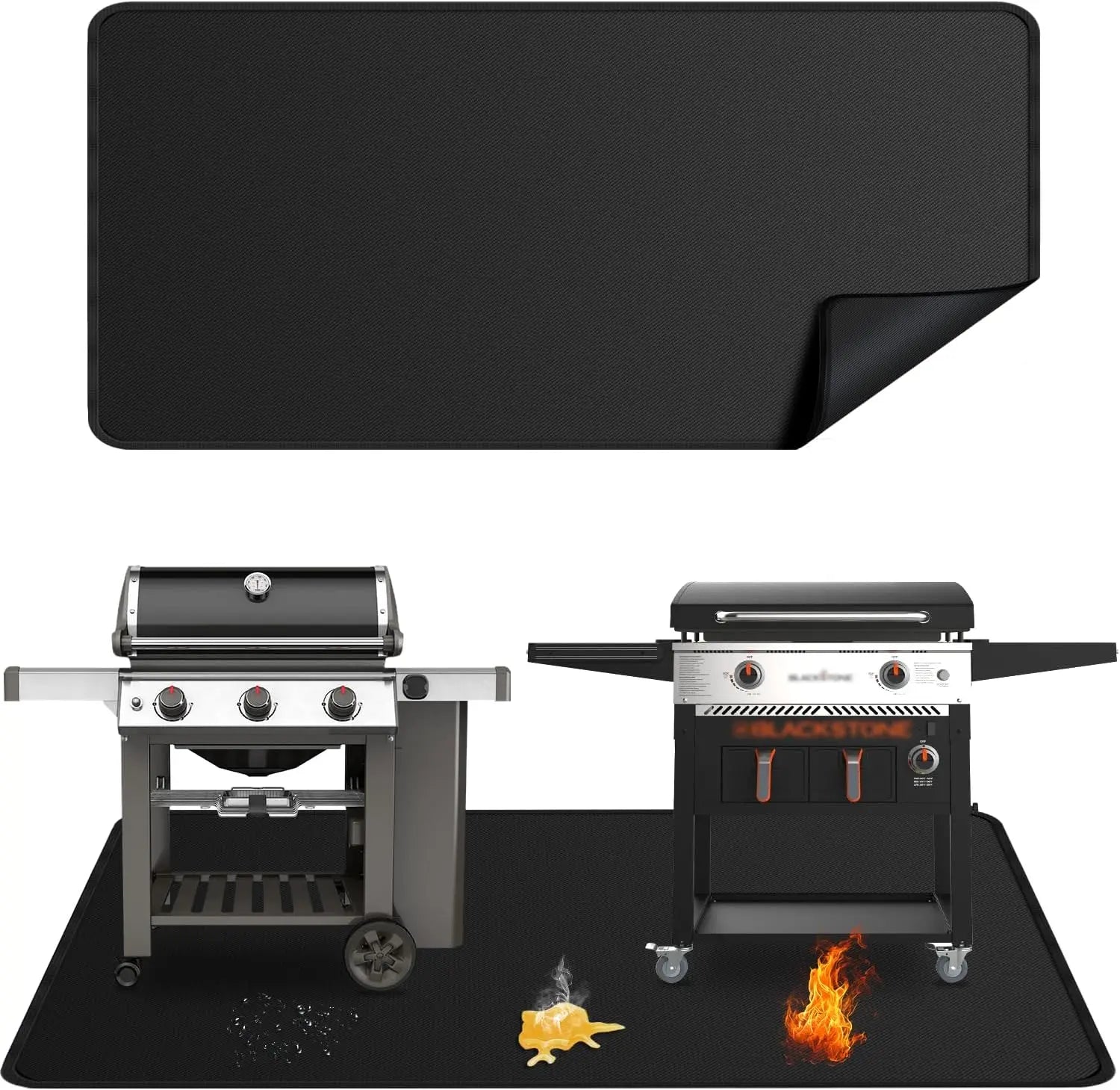 100x39" Extra-Large Under Grill Mat, Double-Sided Fireproof, Oil-Proof & Waterproof for BBQ Fire Pit