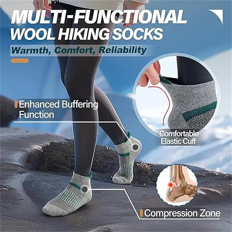 6 Pairs Merino Wool Ankle Running Hiking Socks