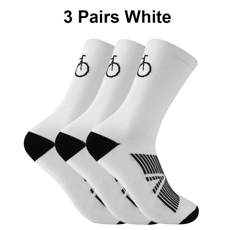 3 Pairs Cycling Socks Men Breathable Mesh