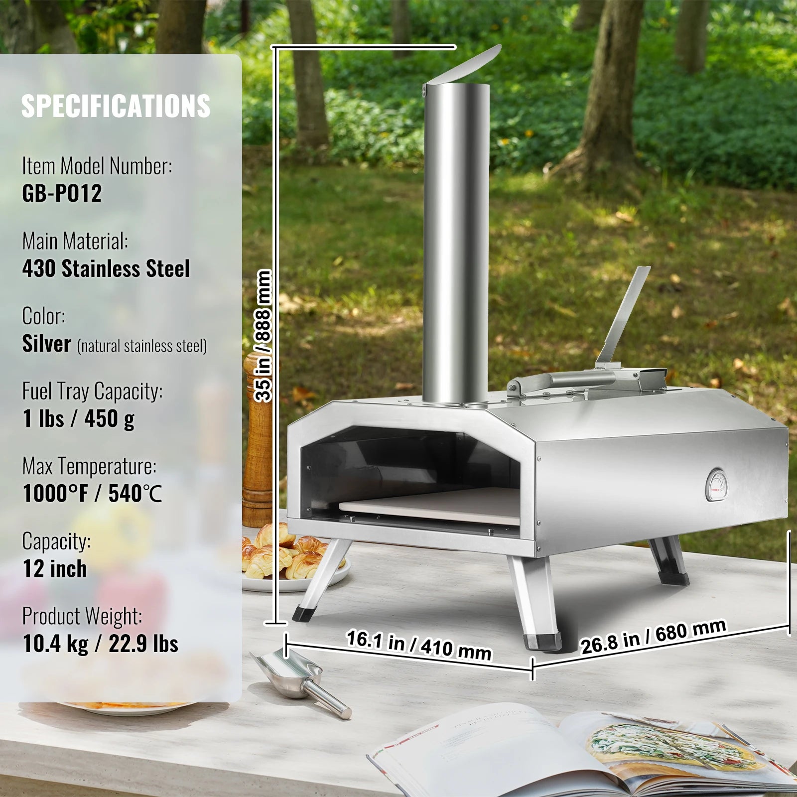 Outdoor Oven 12-inch Pizza Oven Includes Pizza Stone