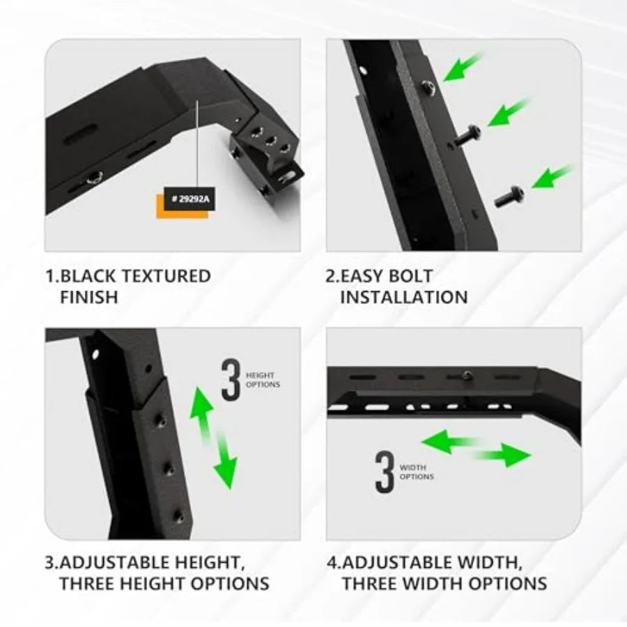 High Bed Racks Truck Cargo Carrier with 2 LED Lights for Tacoma/Ram 1500/Tundra/Silverado/Sierra/F150/Titan/Canyon