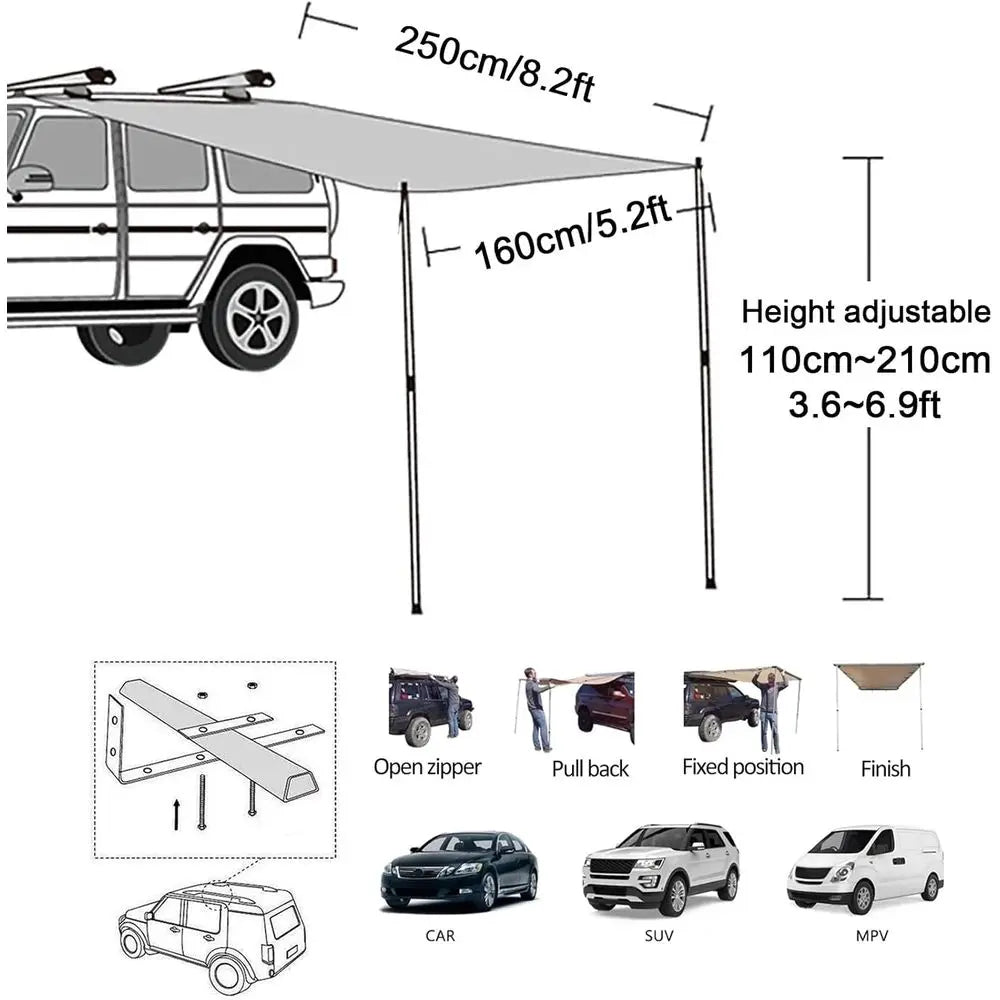 Retractable Car Side Awning Or SUV Outdoor