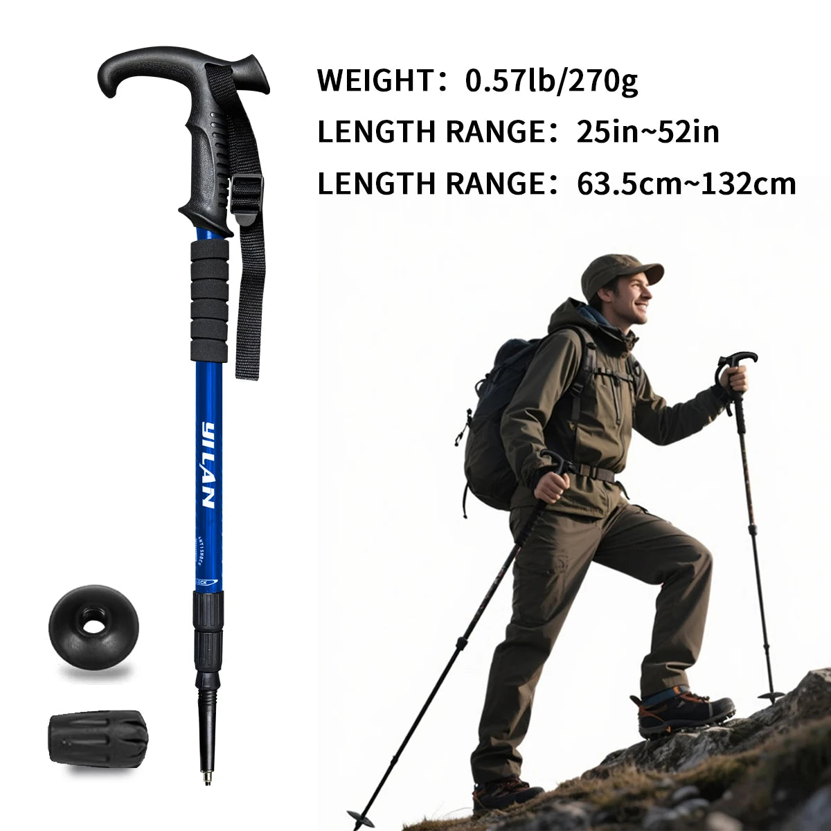 Ultralight hiking poles with shock absorption