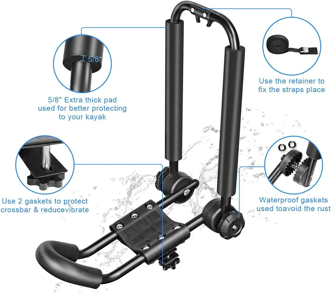 Universal Foldable J-Bar Kayak Rack