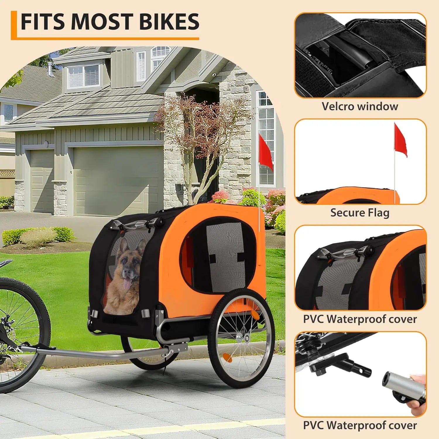 Large Dog Bike Trailer 88Lbs